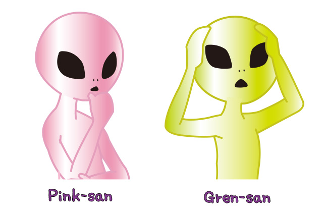 Pink-san and Gren-san