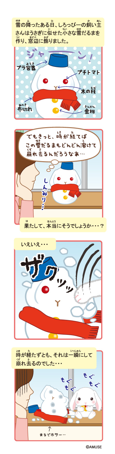 4コマ漫画ぽてうさろっぴースノーマン